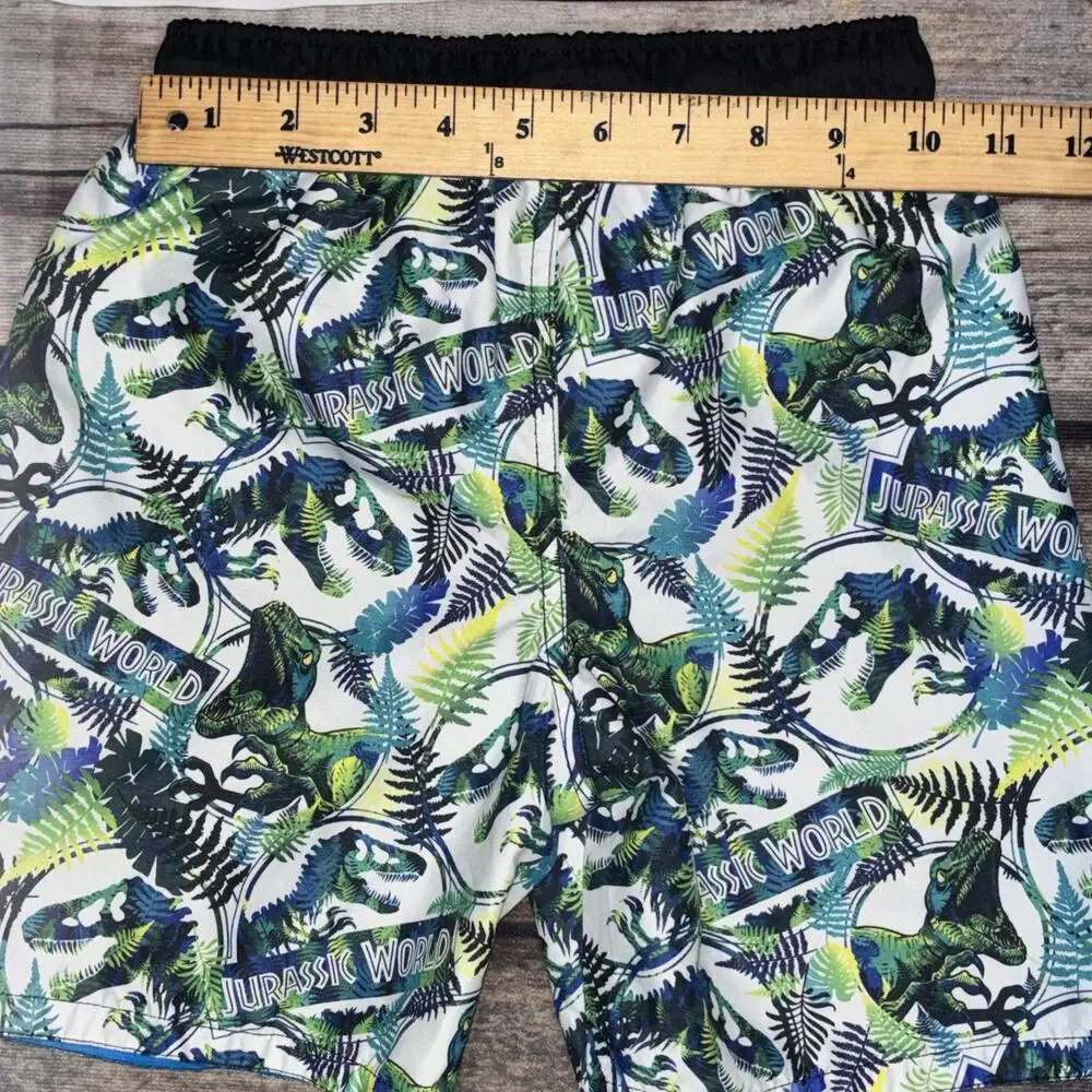 Boys Jurassic World Dinosaur Rash Guard Swim Trunks Outfit Set Blue size 5T